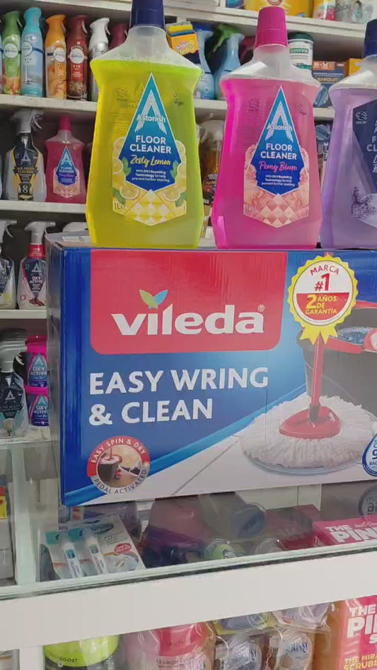 PACK Vileda 🪣Mopa y Balde con pedal Easy Wring & Clean (1 set) + Limpiapisos Astonish  🤑