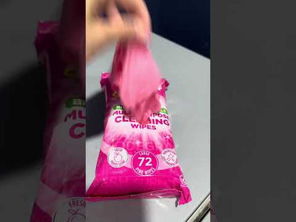 Toallitas Húmedas de Limpieza Multiuso Biodegradables aroma Frutos Frescos The Pink Stuff - 🌱 🇬🇧 Producto Vegano del Reino Unido (72 unidades) 💚 Biodegradable