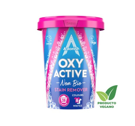 Quitamanchas de Telas Oxy Active Non Bio 625 gr Astonish - 🌱 Producto Vegano del Reino Unido