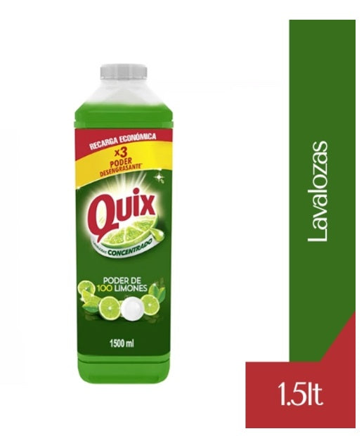 Lavalozas Líquido Limón Quix Con Bio Activos Concentrado Botella, 1,5 Lts.