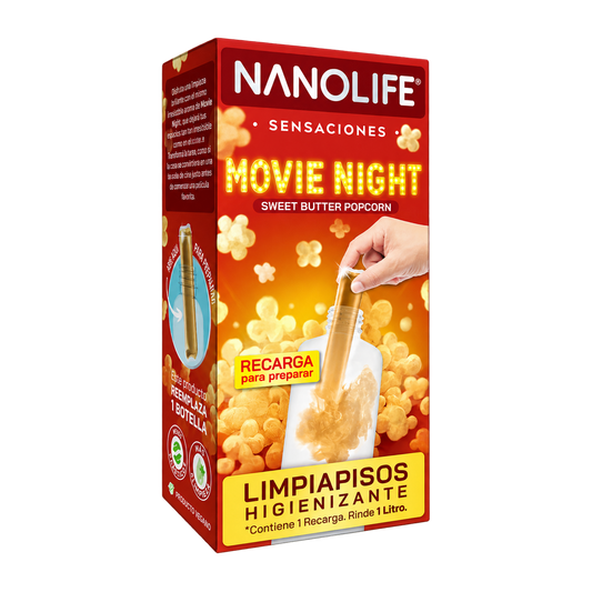 Caja de recarga Nanolife Movie Night para preparar 1 litro de limpiapisos higienizante