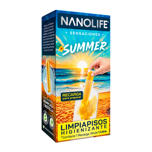 Caja de recarga Nanolife Summer para preparar 1 litro de limpiapisos higienizante