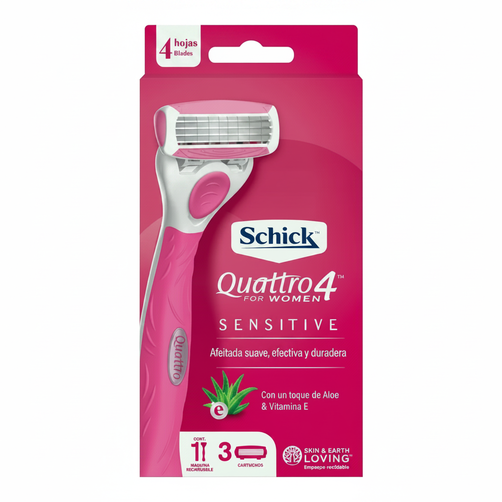 SCHICK Quattro 4 Sensitive + repuestos