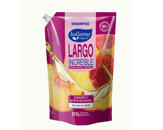 Shampoo Ballerina Largo increíble Durazno jojoba, 750 ml