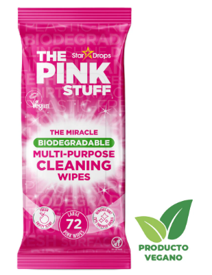 Toallitas Húmedas de Limpieza Multiuso Biodegradables aroma Frutos Frescos The Pink Stuff - 🌱 🇬🇧 Producto Vegano del Reino Unido (72 unidades) 💚 Biodegradable