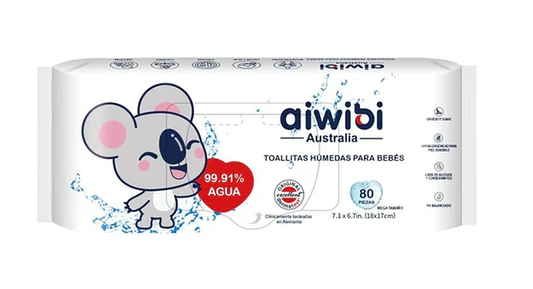 TOALLA HÚMEDA AIWIBI 99.9% AGUA : 80 UNIDADES