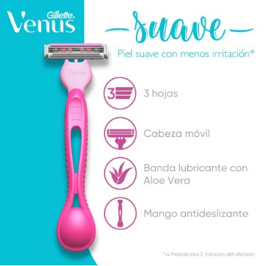 Máquina De Afeitar Mujer Gillette Venus Suave Con 3 Hojas